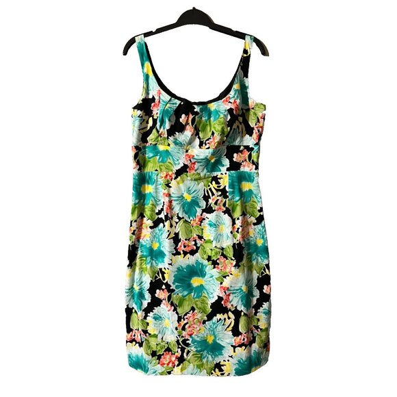 Suzi Chin Dress 12 Multicolor Vibrant Floral Stretch Cotton Sleeveless Summer - Picture 5 of 6